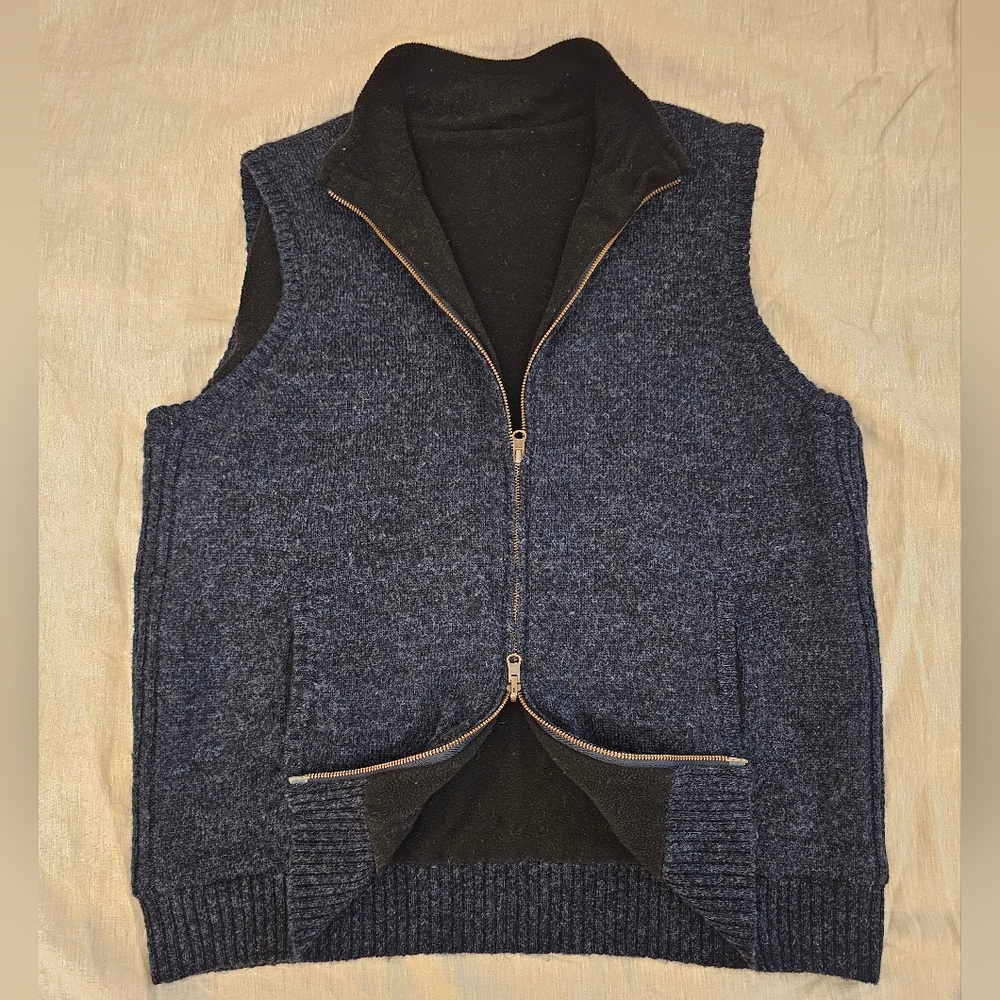 Pendleton Double Zip Reversible Shetland Wool And Fleece Vest Men's XL - Picture 2 of 10